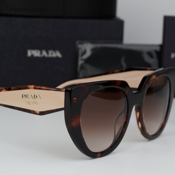 NEW Prada PR14WS 01R0A6 Havana Brown Gradient Cat Eye Oversized Women Sunglasses - Picture 3 of 8